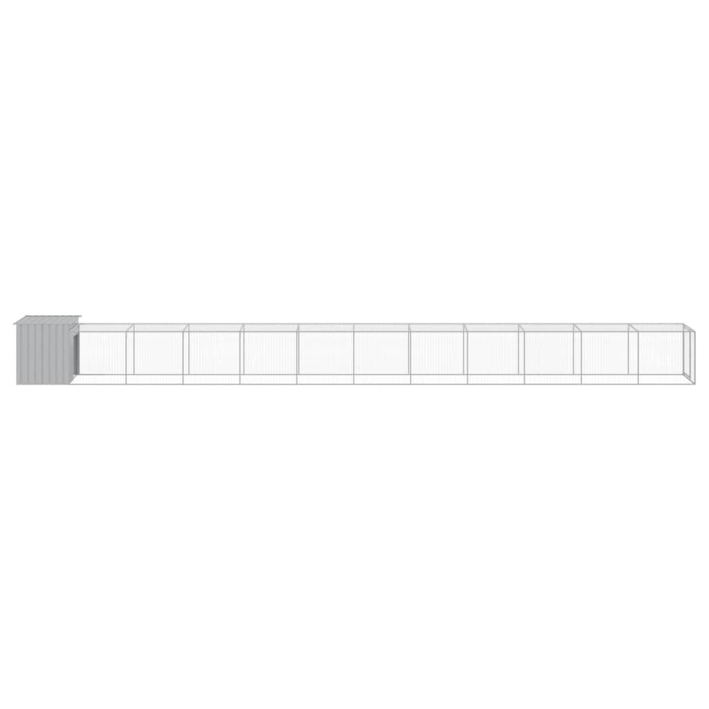 Vidaxl Gallinero Y Corral Acero Galvanizado Gris Claro 110x1221x110 Cm_3
