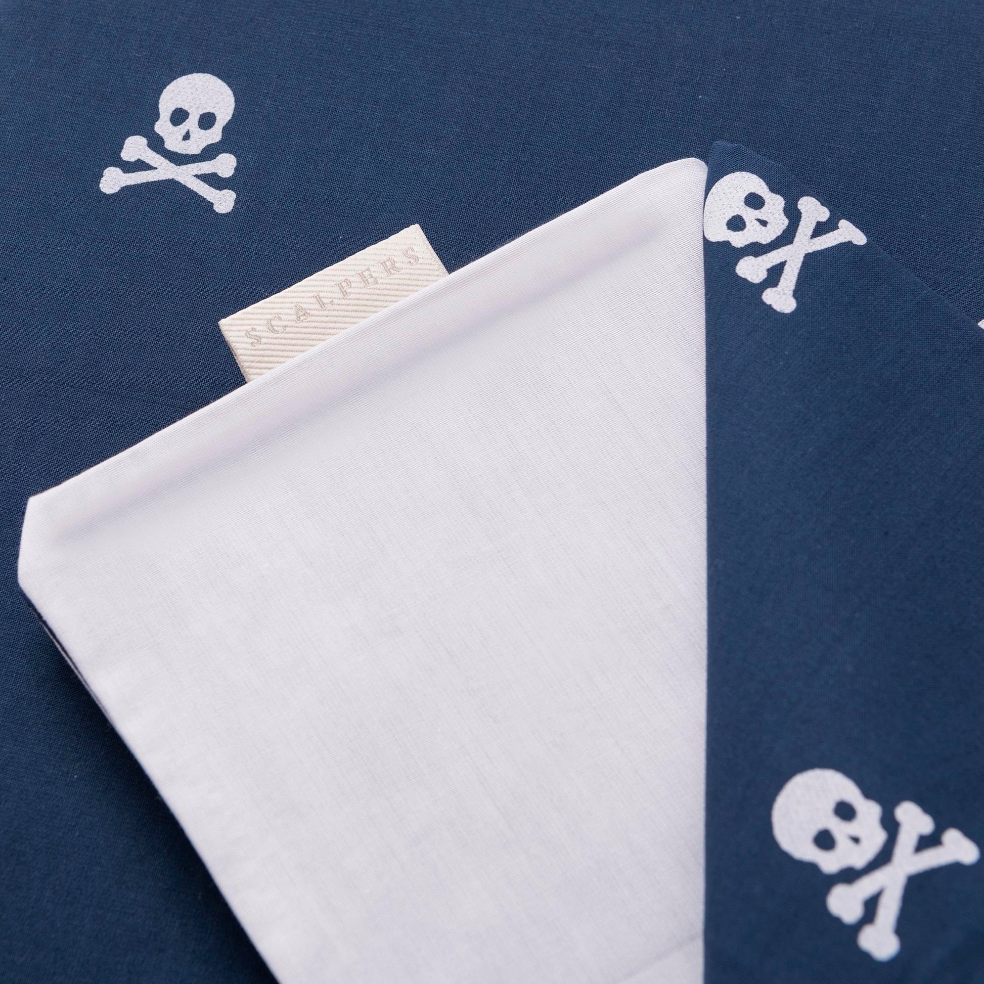 Set Cama (funda Nórdica 260x240cm + 2 Fundas Almohada  50x105cm) 100% Algodón Navy Calaveras Scalpers Home