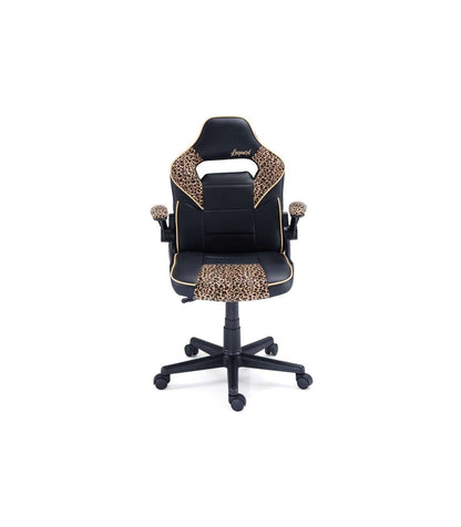 Sillón Gamer Sport De Oficina O Estudio En Símil Piel Negro/leopardo, 98/108 Cm(alto)60 Cm(ancho)60 Cm(largo)_1