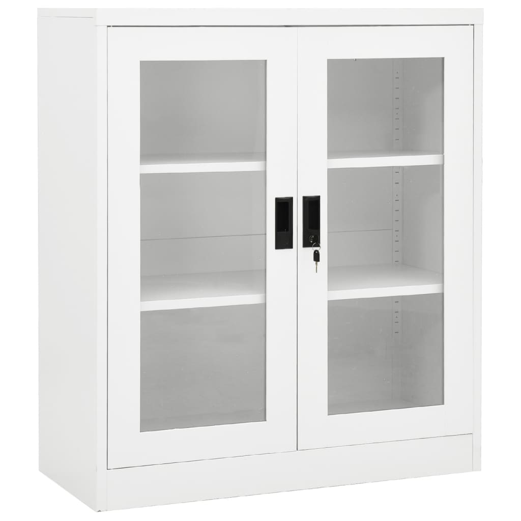Armario De Oficina De Acero Blanco 90x40x105 Cm_0