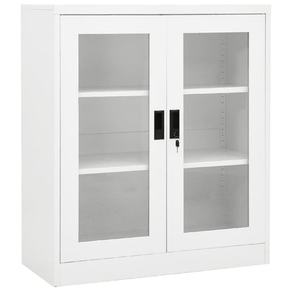 Armario De Oficina De Acero Blanco 90x40x105 Cm_0