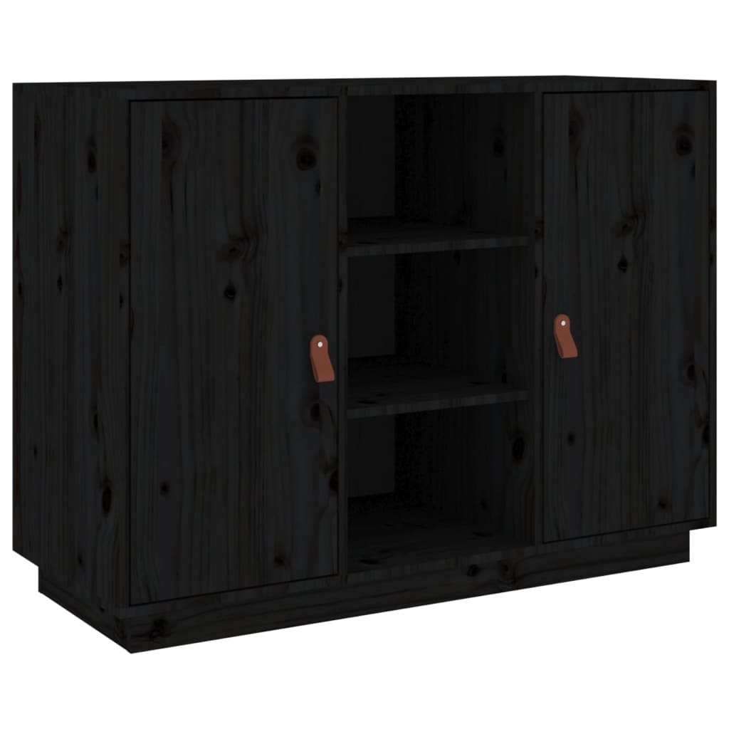 Aparador Madera Maciza De Pino Negro 100x40x75 Cm_1