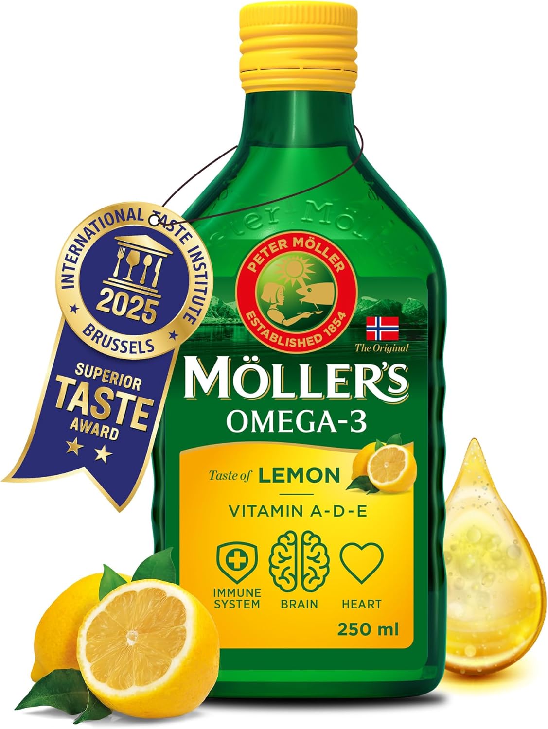 Aceite De Hígado De Bacalao Sabor Limon+vitaminas 250ml Mollers_0