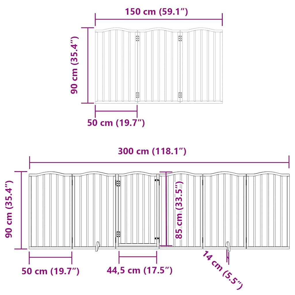 Vidaxl Puerta Para Perros Plegable 9 Paneles Madera Álamo Negra 450 Cm_2