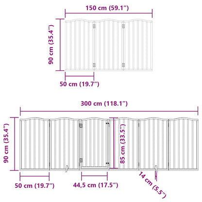 Vidaxl Puerta Para Perros Plegable 9 Paneles Madera Álamo Negra 450 Cm_2