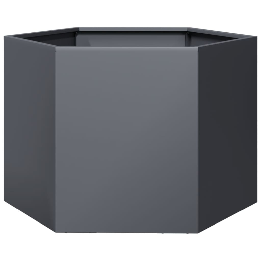 Jardinera Hexagonal Acero Gris Antracita 69x60x45 Cm_0