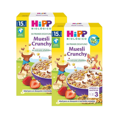 Embalagem x 2 Muesli Crocante para crianças Bio +15 meses HiPP 200 g
