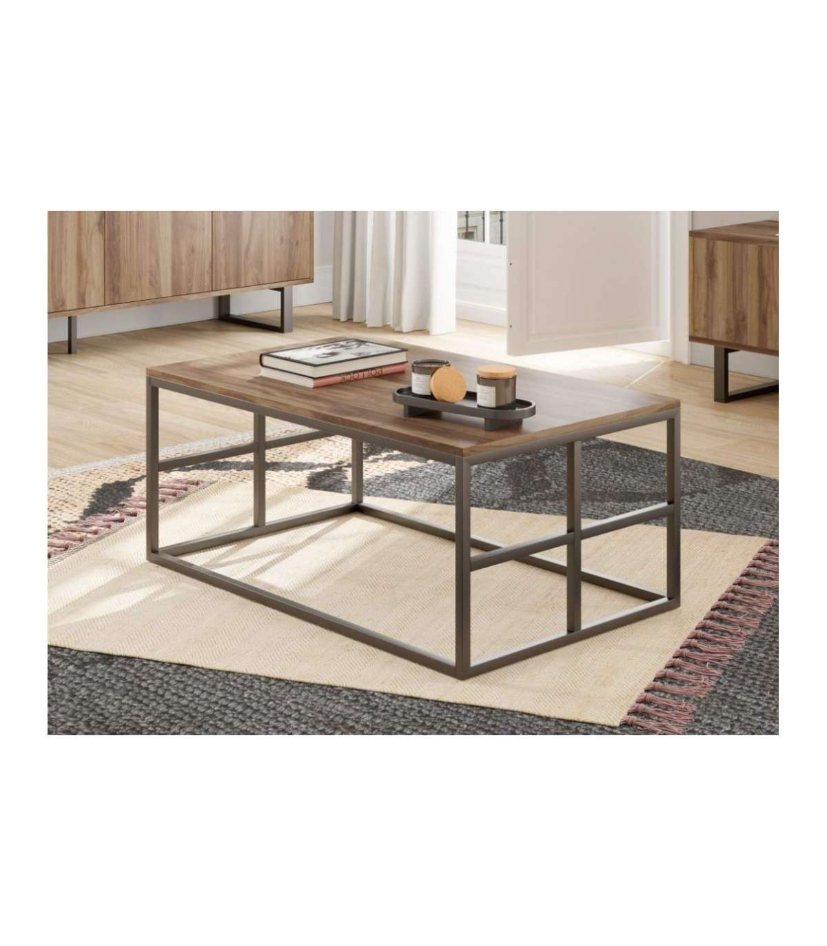 Mesa De Centro Modelo Lana Acabado Nogal Kemence, 100(ancho) 40(alto) 60cm(fondo)_4