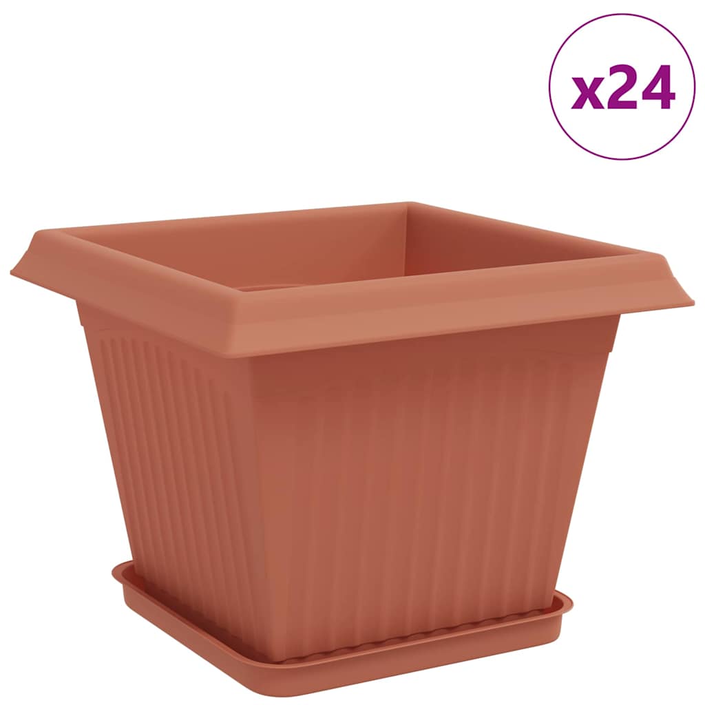 Macetas 24 Uds. Rojo Ladrillo Plástico_0