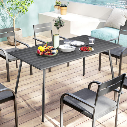 Outsunny Mesa Jardín Exterior Rectangular De Acero 150x80x74 Cm Gris Oscuro_4