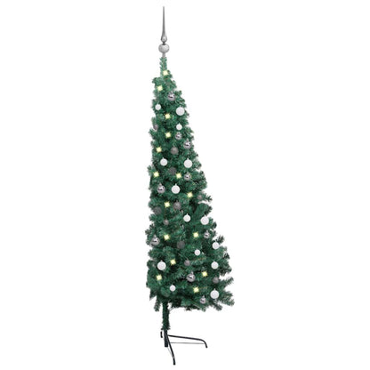 Vidaxl Medio Árbol De Navidad Con Luces Y Bolas Verde 150 Cm_1