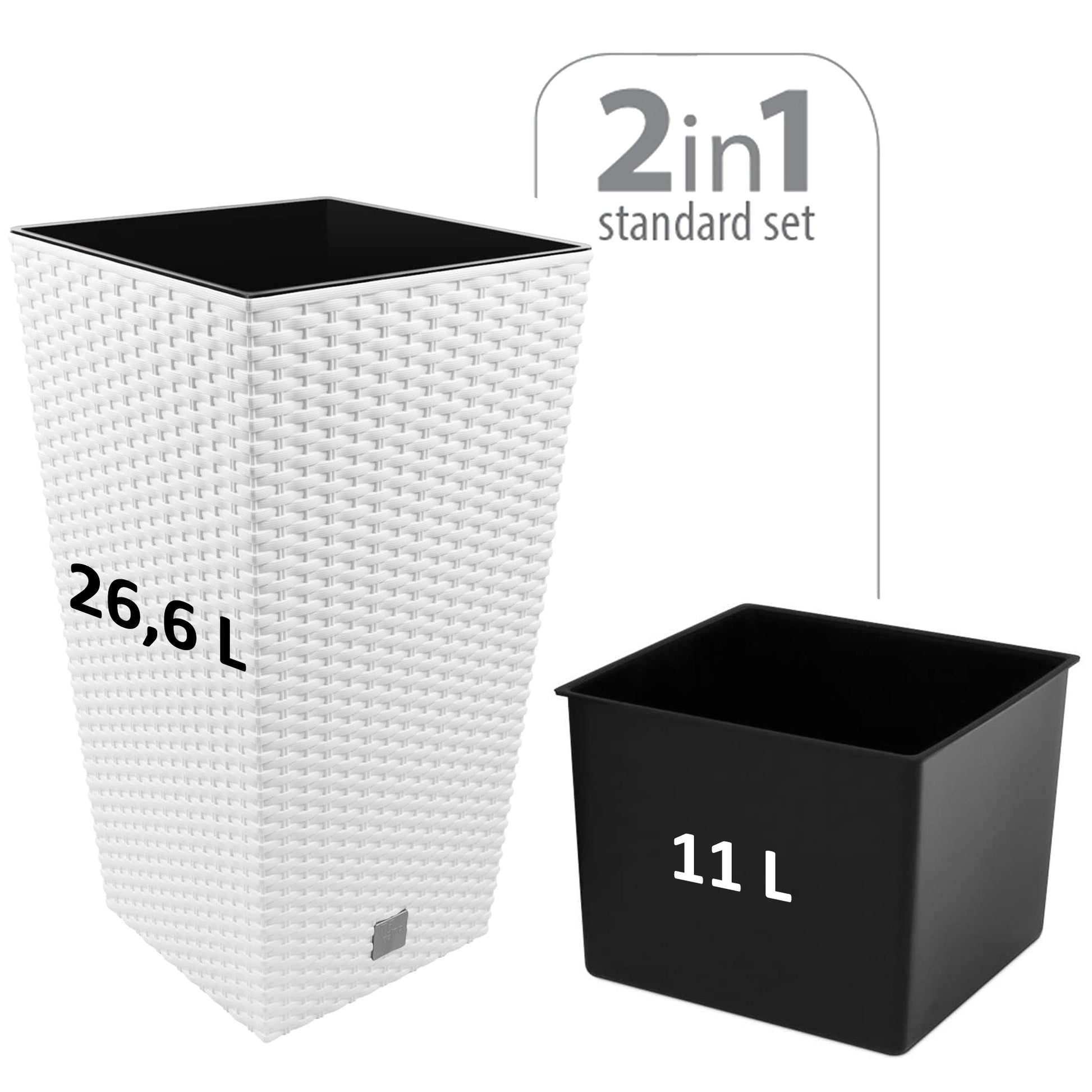 Maceta Rato De 26,6 Litros Con Inserto 26,5 X 26,5 X 50 Cm En Color Blanco_1