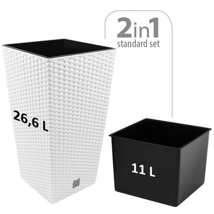 Maceta Rato De 26,6 Litros Con Inserto 26,5 X 26,5 X 50 Cm En Color Blanco_1