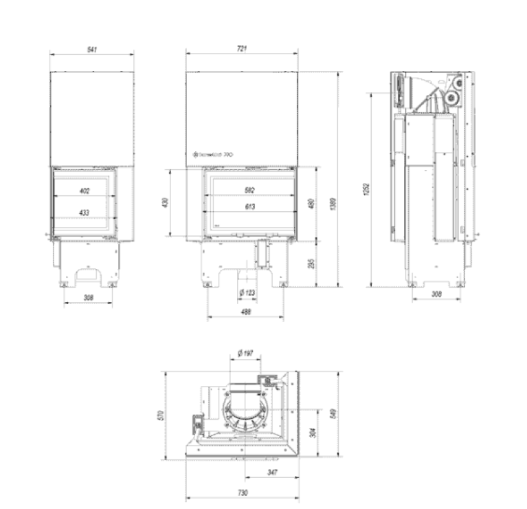 Bricosol Chimenea De Leña De Acero Kratki Vnl 610/430 9 Kw Ø 200 Puerta Elevable_4