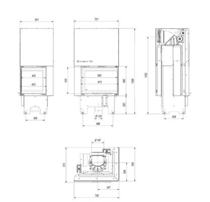 Bricosol Chimenea De Leña De Acero Kratki Vnl 610/430 9 Kw Ø 200 Puerta Elevable_4