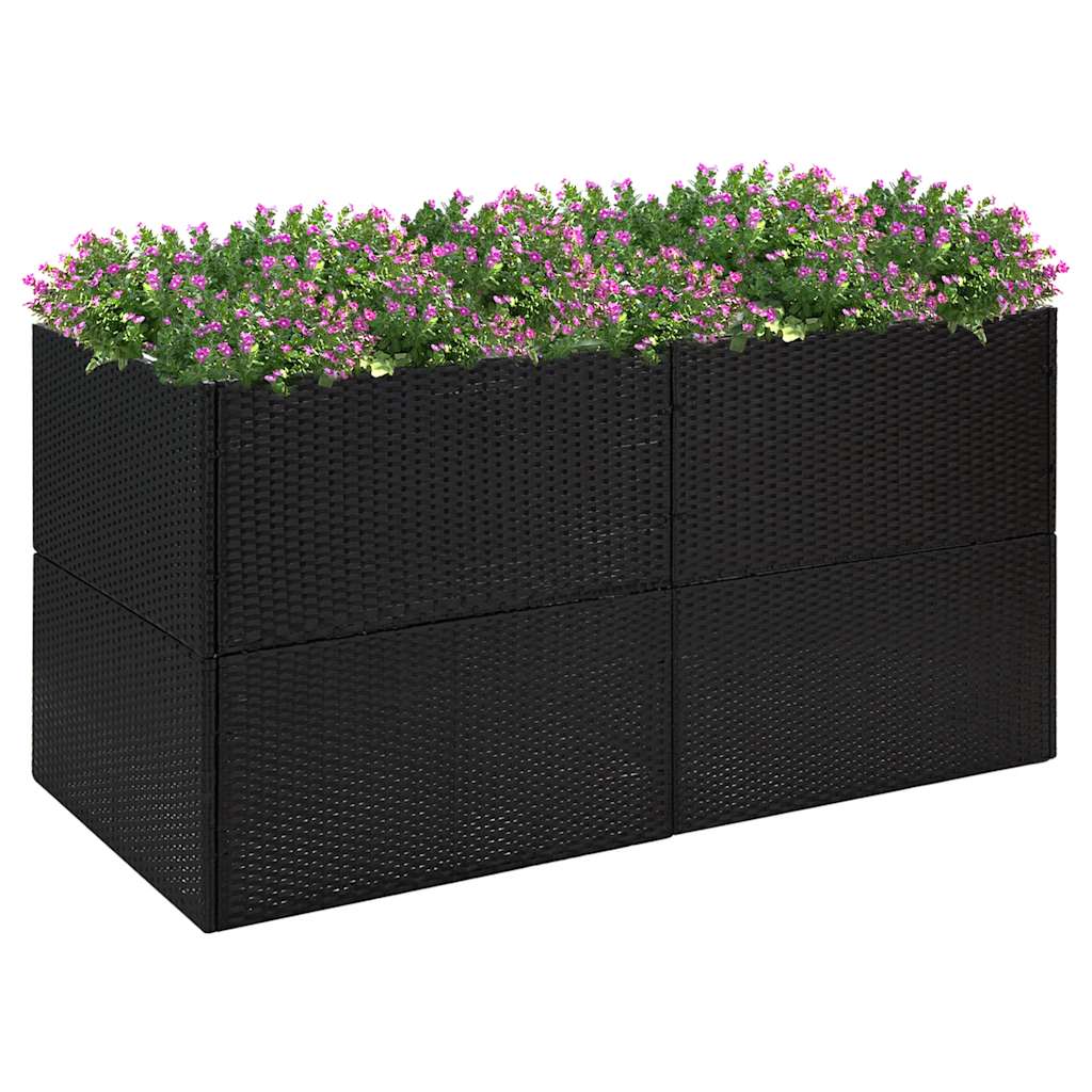 Jardinera De Ratán Sintético Negro 157x80x80 Cm_1