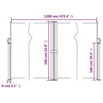 Vidaxl Toldo Lateral Retráctil Verde Oscuro 160x1200 Cm_2