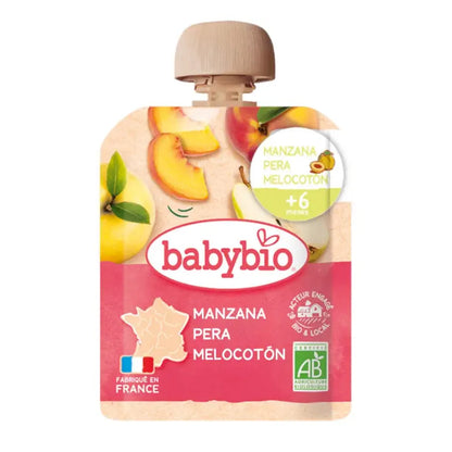 BabyBio Maçã, Pêra e Pêssego em saqueta 90g