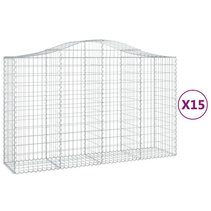 Cestas Gaviones 15 Uds Forma De Arco Hierro 200x50x120/140 Cm_0