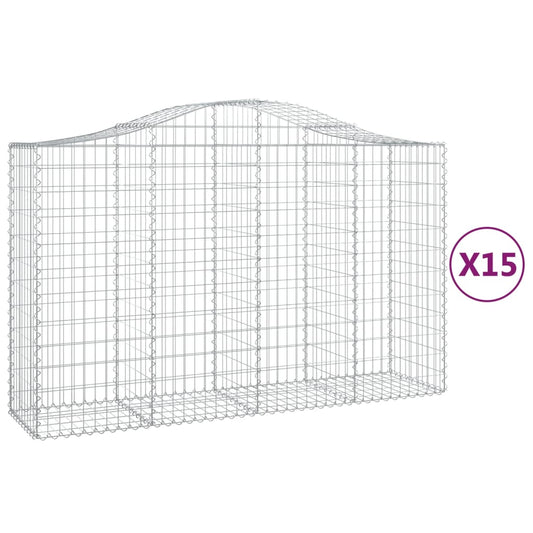 Cestas Gaviones 15 Uds Forma De Arco Hierro 200x50x120/140 Cm_0