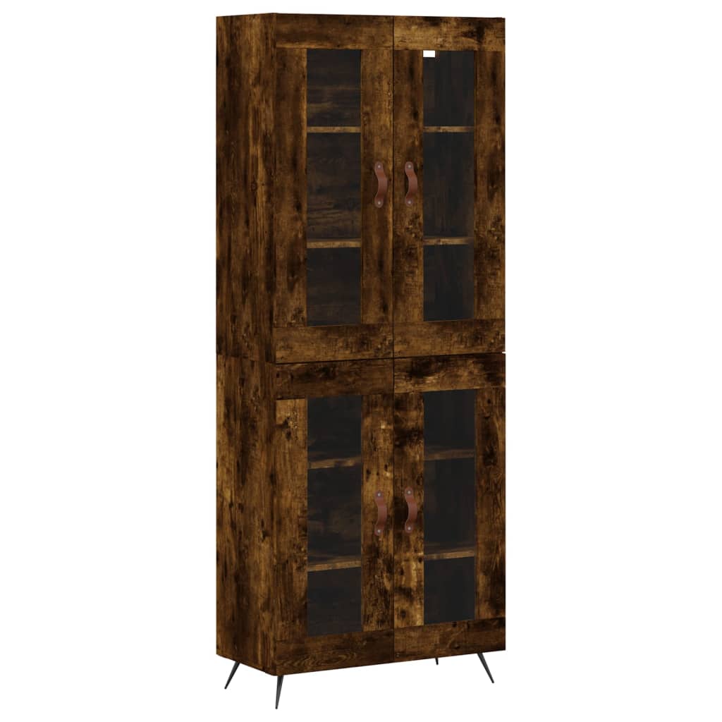 Aparador Alto Madera Contrachapada Roble Ahumado 69,5x34x180 Cm_1