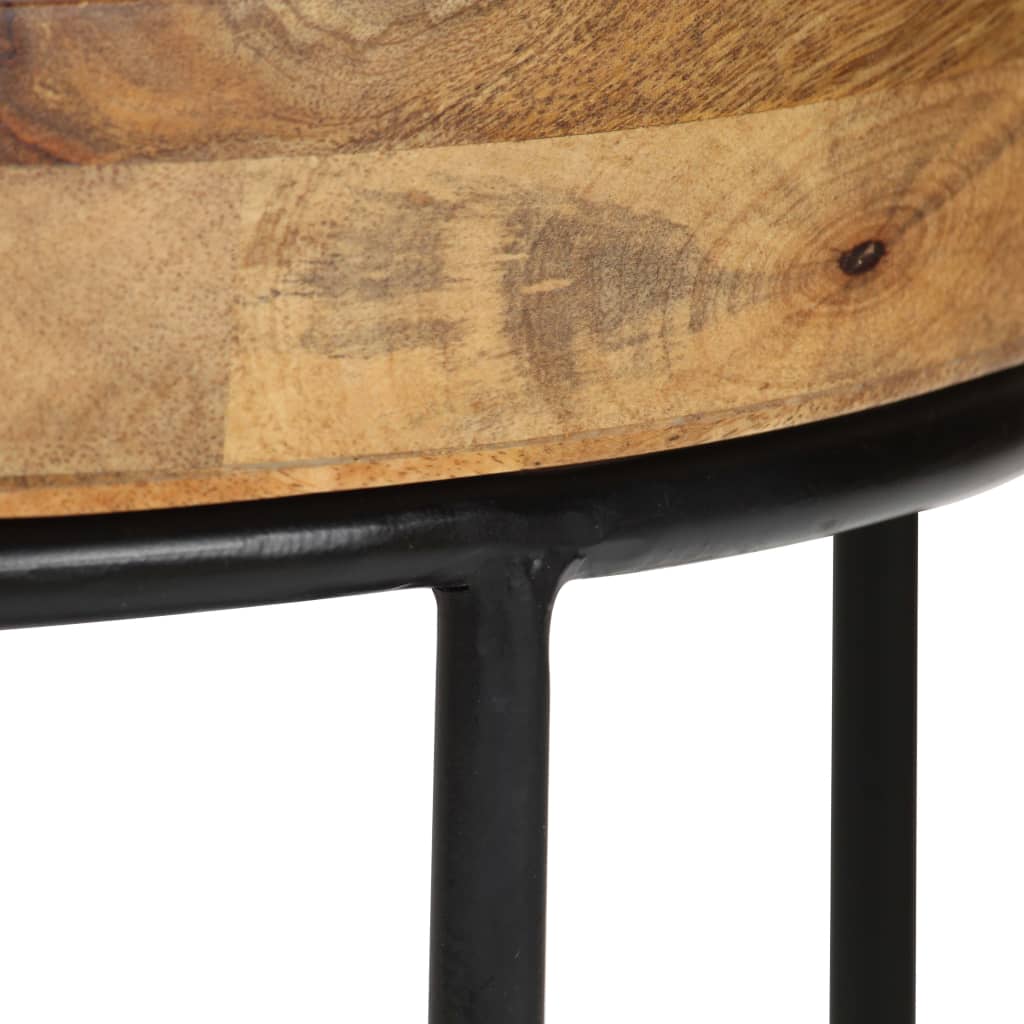 Mesa De Centro De Madera Maciza De Mango Y Acero 50x40 Cm_3