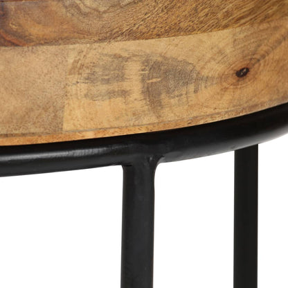 Mesa De Centro De Madera Maciza De Mango Y Acero 50x40 Cm_3
