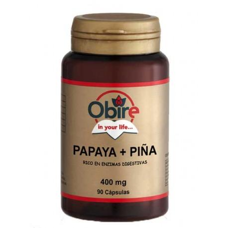 Papaia e Ananás 400 mg Obire, 90 cápsulas
