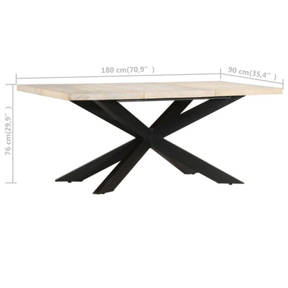 Mesa De Comedor Madera Maciza De Mango Blanqueada 180x90x76 Cm_3
