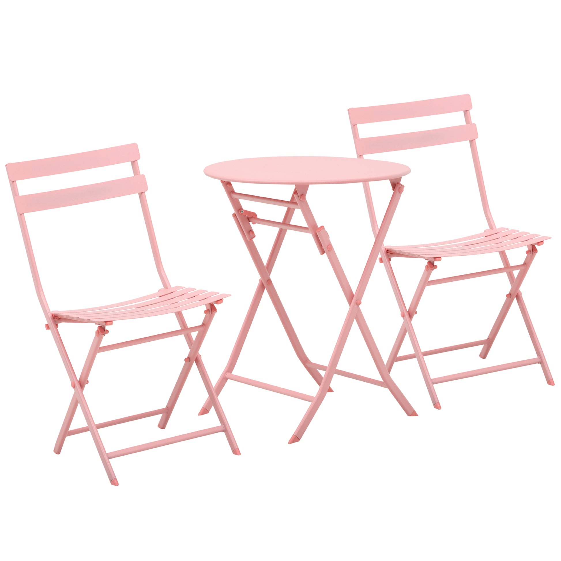 Outsunny Conjunto De Muebles De Jardín Plegable Con Marco De Acero Rosa_0