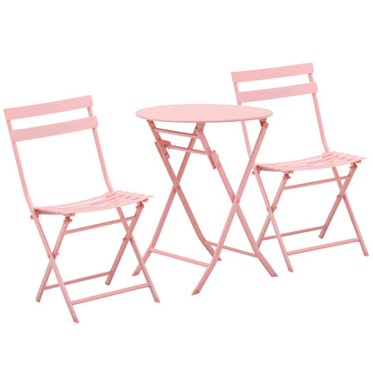 Outsunny Conjunto De Muebles De Jardín Plegable Con Marco De Acero Rosa_0