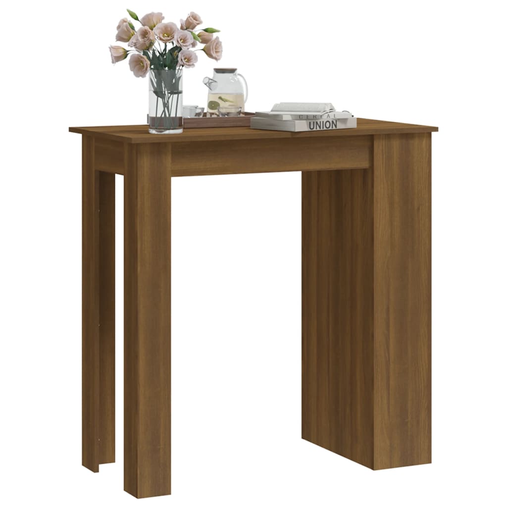 Mesa Alta Con Estante Marrón Roble 102x50x103,5 Cm_2