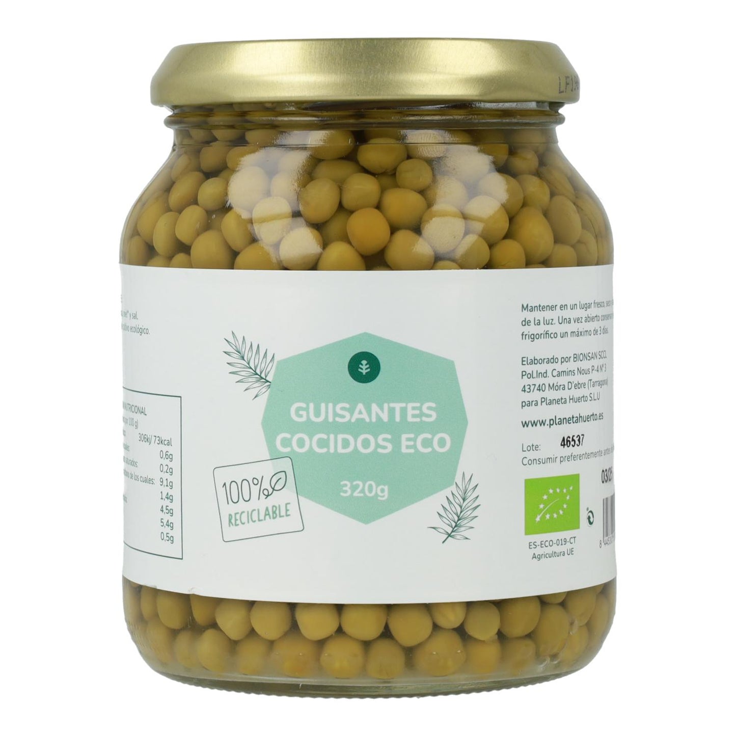 ECO Planeta Huerto Ervilhas 320 g