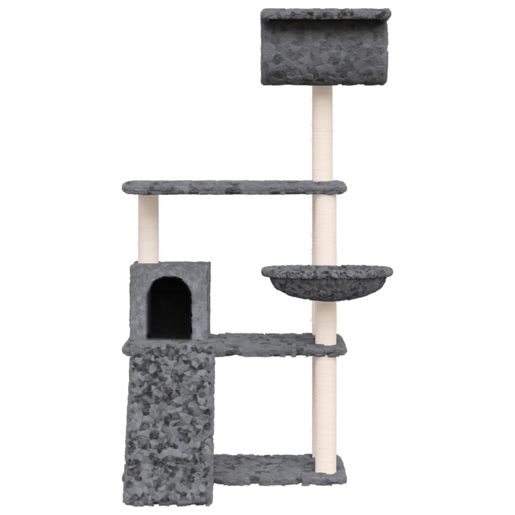 Rascador Para Gatos Con Postes De Sisal Gris Oscuro 131 Cm_2