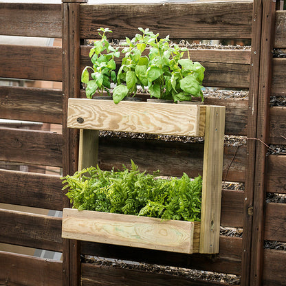 Jardinera Vertical Stand Line Wall 4B Madera Tratada Exterior Hortalia_2