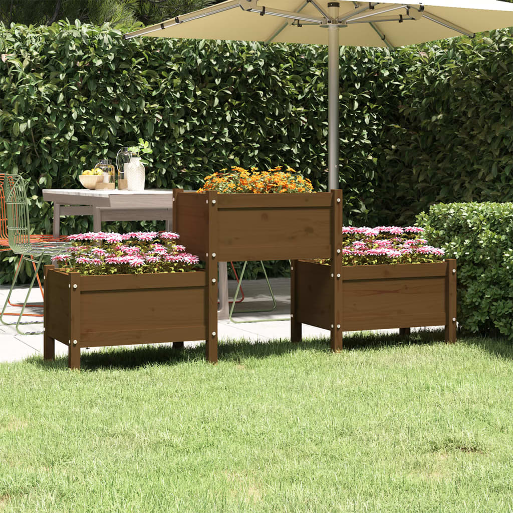 Jardinera De Madera De Pino Maciza Marrón Miel 178,5x44x75 Cm_1