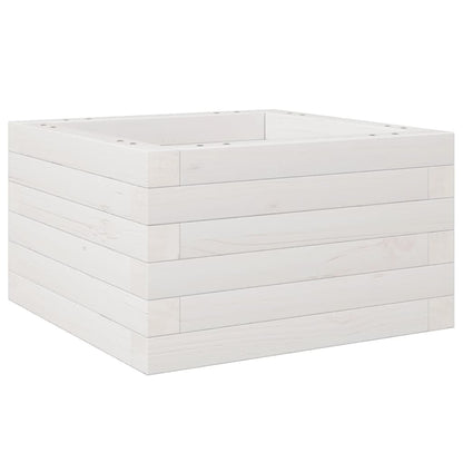 Jardinera De Madera Maciza De Pino Blanca 40x40x23 Cm_0