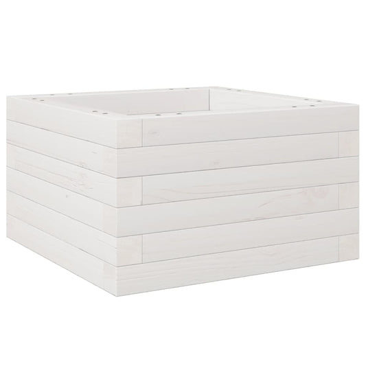 Jardinera De Madera Maciza De Pino Blanca 40x40x23 Cm_0