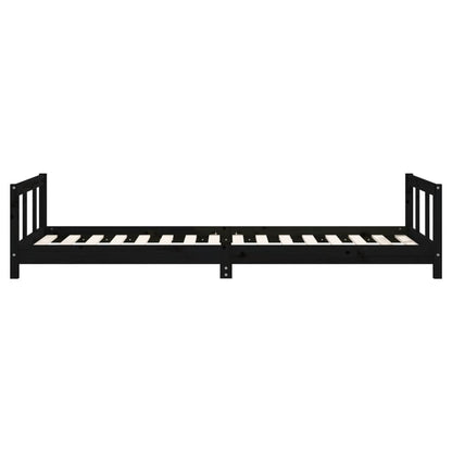 Vidaxl Estructura De Cama Para Niños Madera De Pino Negro 90x200 Cm_4
