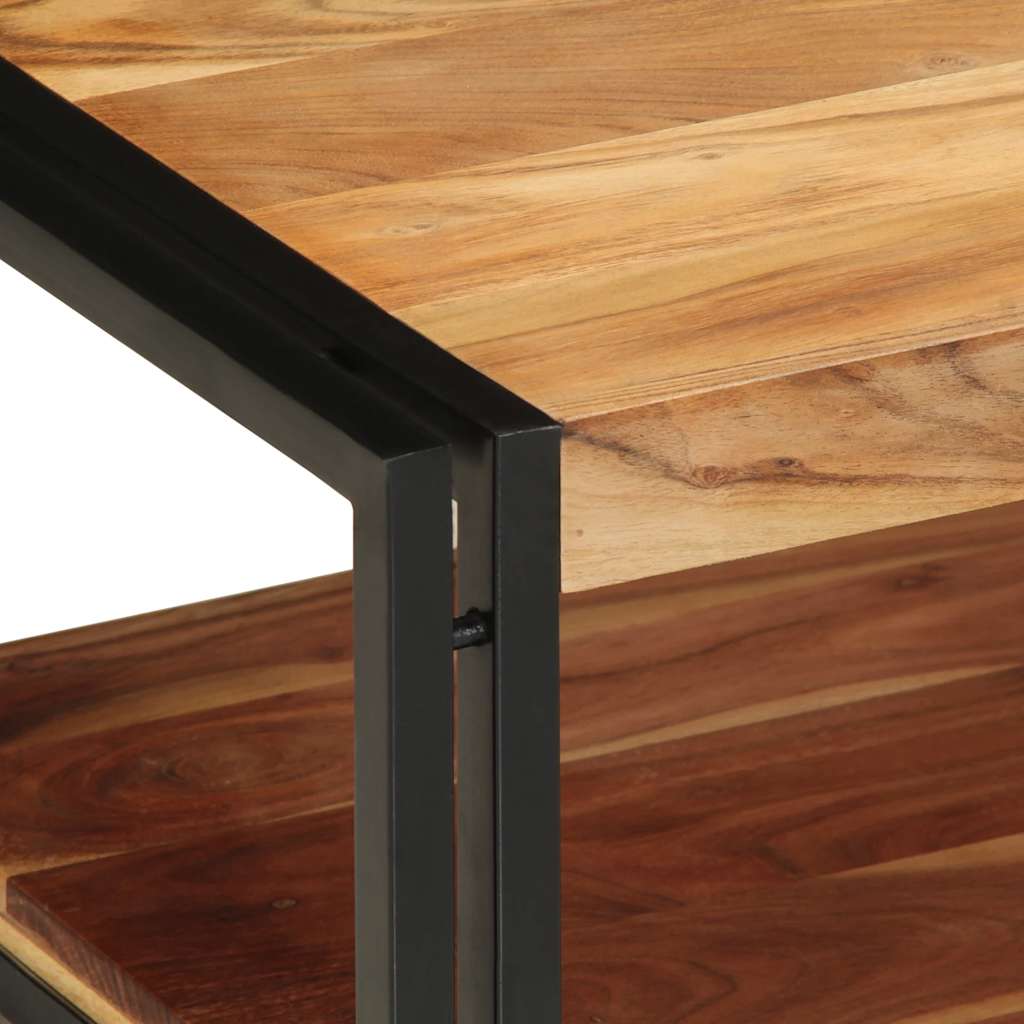Mesa De Centro Madera Maciza De Acacia 90x50x38 Cm_4