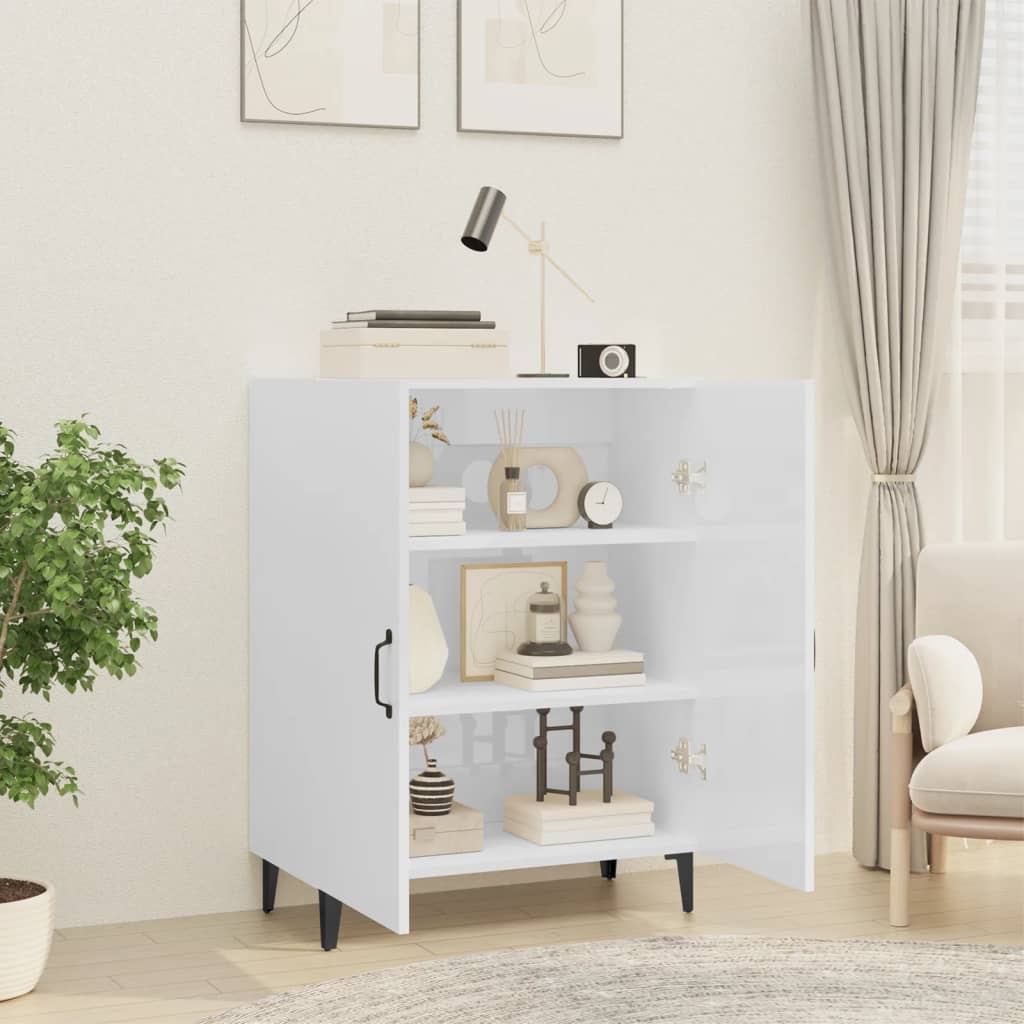 Aparador De Madera Contrachapada Blanco Brillante 70x34x90 Cm / Vetonek_5