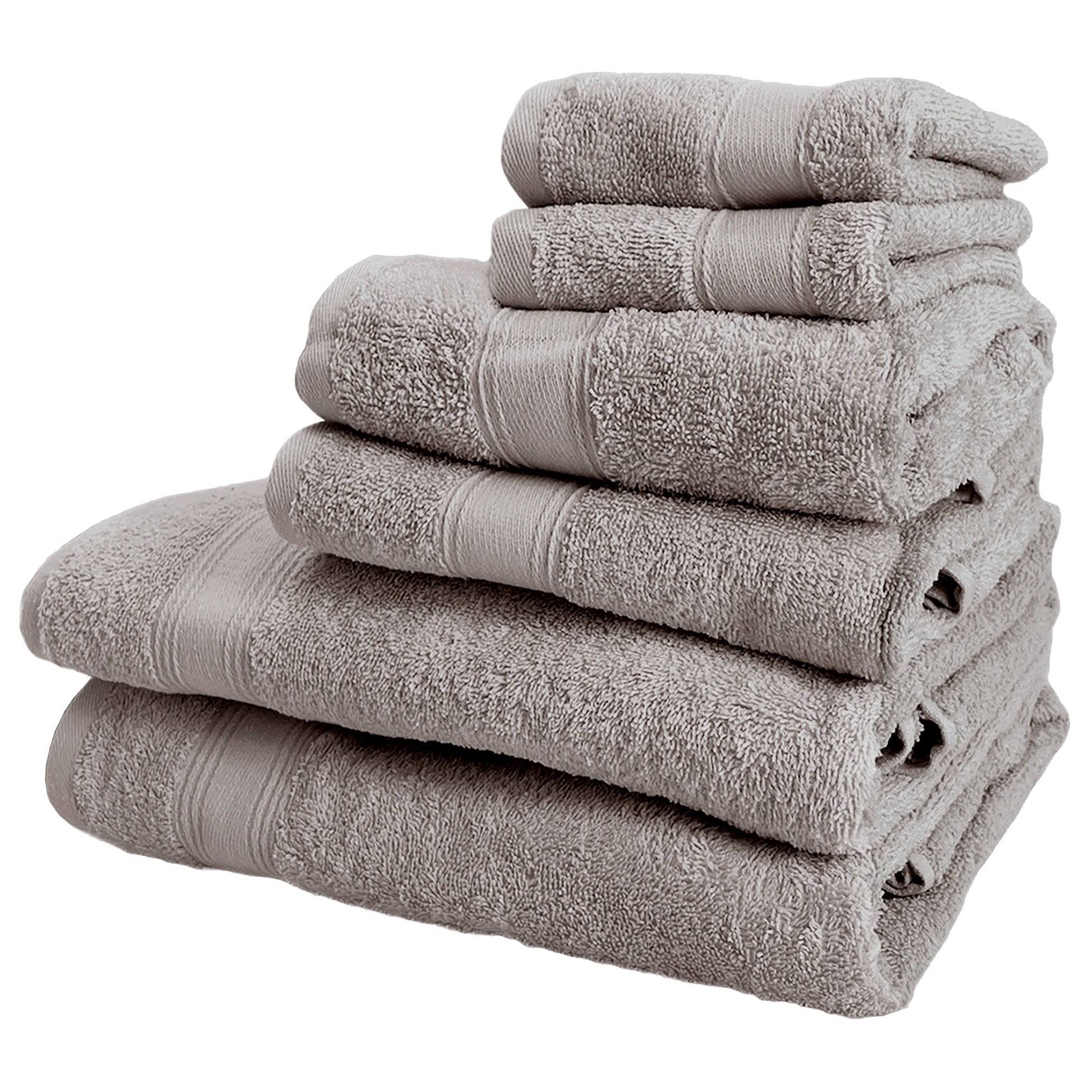 Juego De 6 Toallas De Baño: 2 Toallas De Cortesía 30x50 ; 2 Toallas De Lavabo 50x90 ; 2 Toallas De Ducha 70x140cm 450 Gr/m2 100% Algodón Topo_0