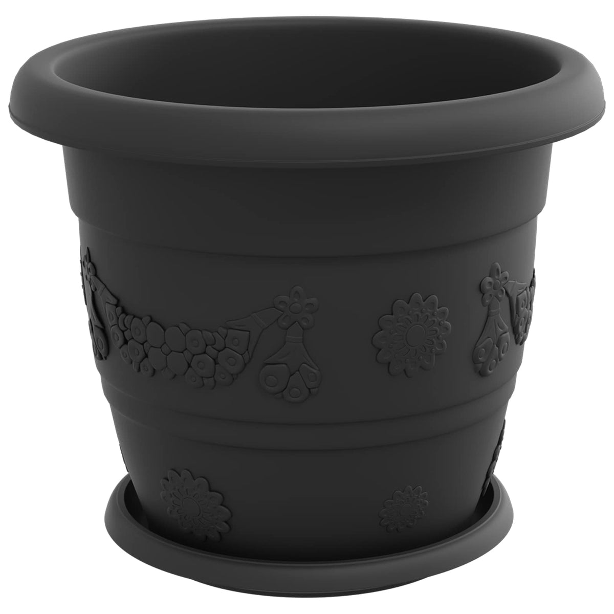 Macetas 6 Uds. Negro Ø 30 X 25 Cm Plástico_4