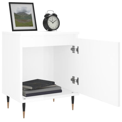 Mesita De Noche Madera De Ingeniería Blanco Brillo 40x30x50 Cm_2