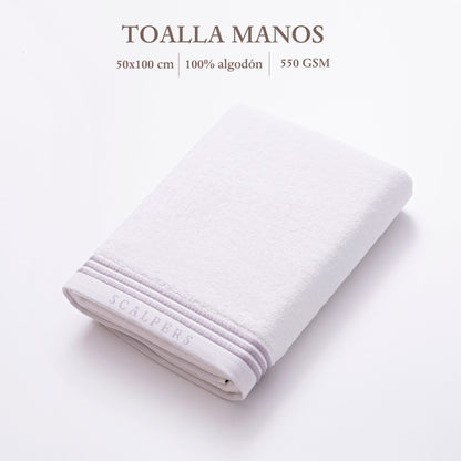 Toalla De Manos 50x100cm 100% Algodón Blanco 550gsm Con Rayas Scalpers Home_1