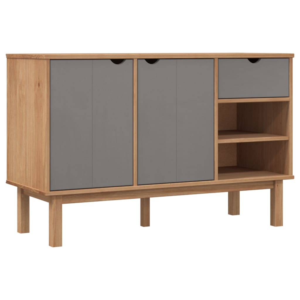 Aparador Otta Madera Maciza Pino Marrón Y Gris 114x43x73,5 Cm / Vetonek_5