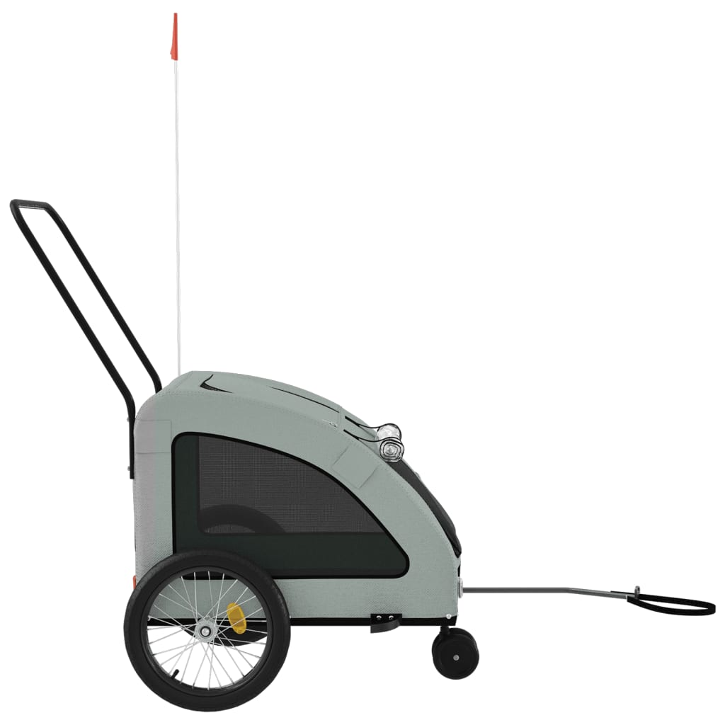 Remolque De Bicicleta Mascotas Hierro Tela Oxford Gris_5