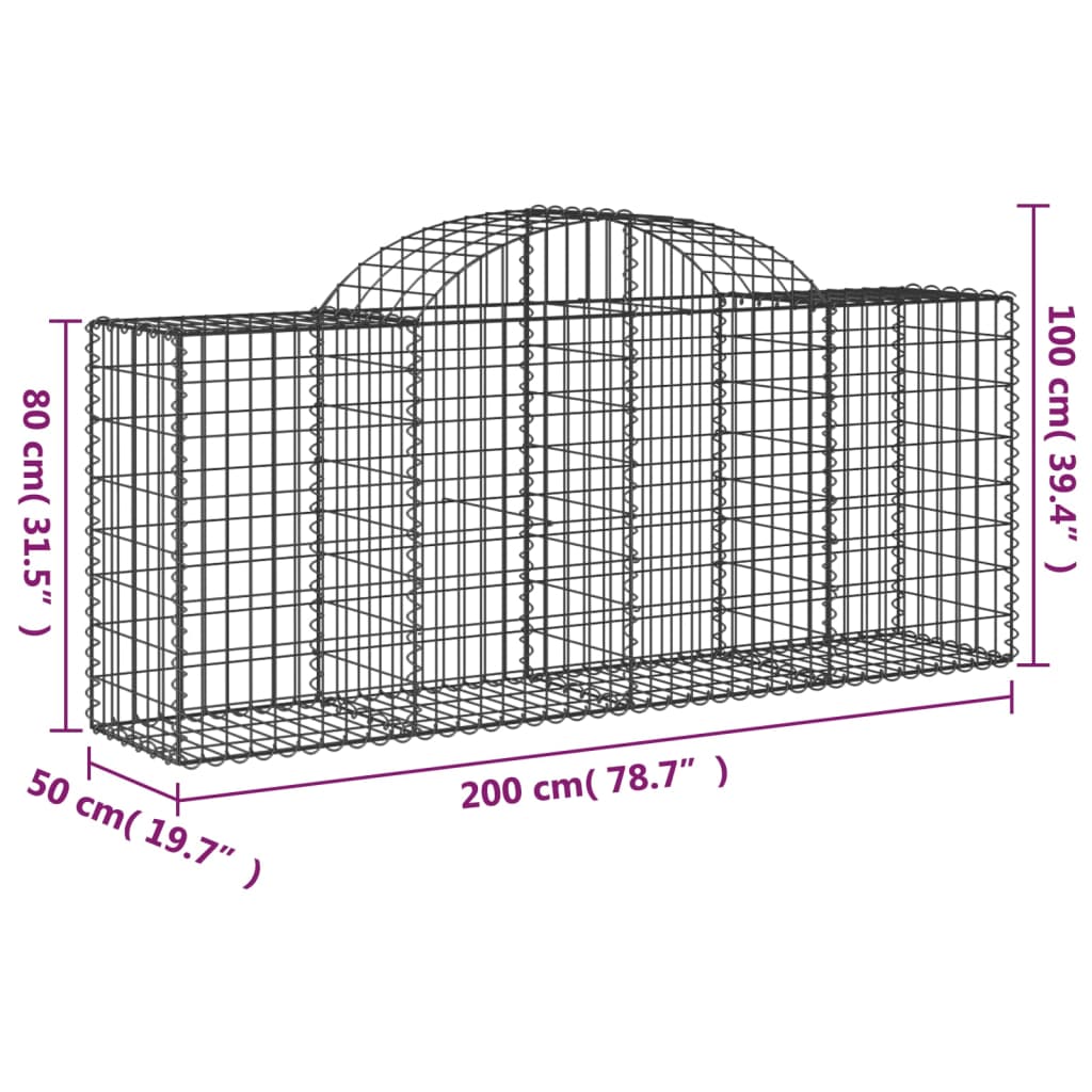 Cestas De Gaviones 15 Uds Forma De Arco Hierro 200x50x80/100 Cm_5