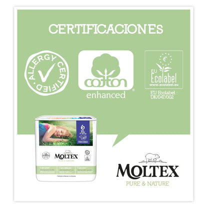 Fraldas Moltex Pure &amp; Nature T6 Embalagem Económica (17-28 kg), 140 Unidades