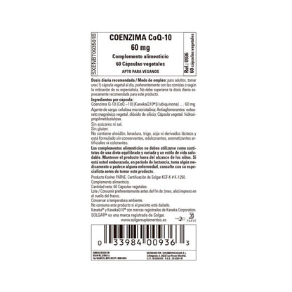 Coenzima CoQ10 (vegan), 30 cápsulas vegetais (60 mg)